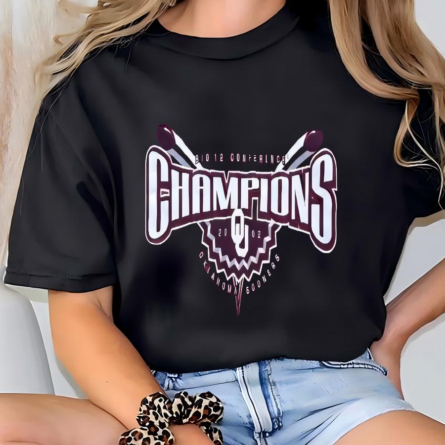 Vintage Y2k 2002 Oklahoma Sooners Big 12 Champs Fruit Of The Loom Sweatshirt M T-shirt