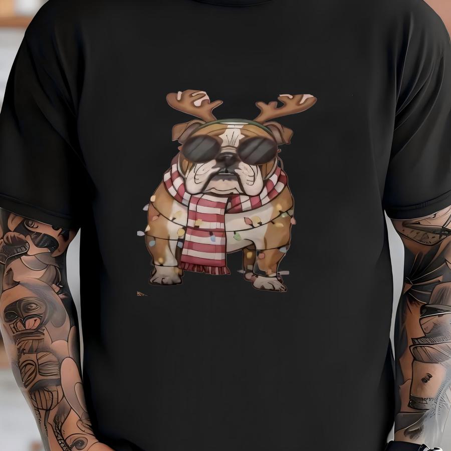 Cute Dog Lover's Holiday Faux Suede Pillow Cute Bulldog Christmas Decor Dog Mom Gift Christmas Home Decor T-shirt