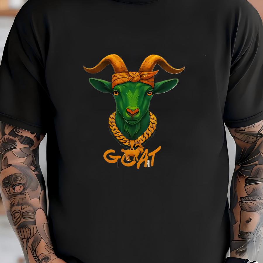 Streetwear Goat Hoodie, Multicolor Heavyweight Hoodie T-shirt