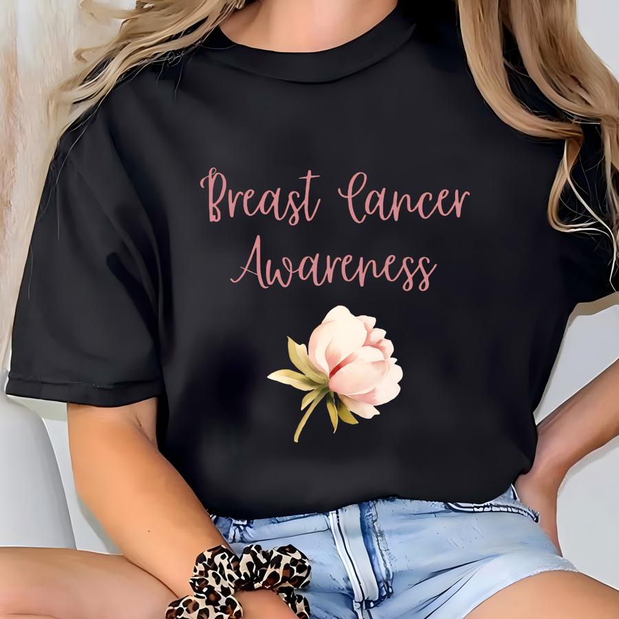 Breast Cancer Awareness – Cream, Green, Pink Rose – Gildan Preshrunk Tee, Pink Ribbon “c”, October, Warrior, Fighter, Survivor, We Wear Pink T-shirt