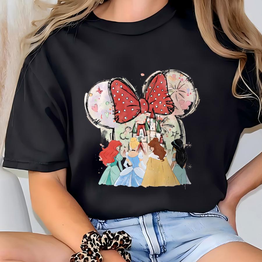 2 Sided Watercolor Castle Princess Christmas Shirt, Princess Happily Ever After Shirt, Very Merry Xmas Party Shirt T-shirt