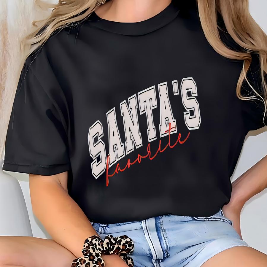 Personalized Santa's Favorite Sweatshirt, Custom Name Christmas Pullover Hoodie, Funny Santa Christmas Shirt, Holiday Xmas Tee T-shirt