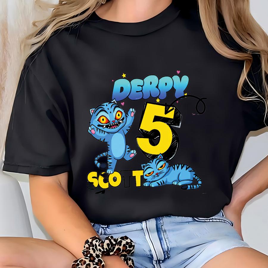 Derpy Tiger Birthday Shirt, Custom Name Age Derpy Tee, Derpy Demon Tiger Fan Gift, Youth And Kids Personalize Funny Derpy Costume Outfit T-shirt