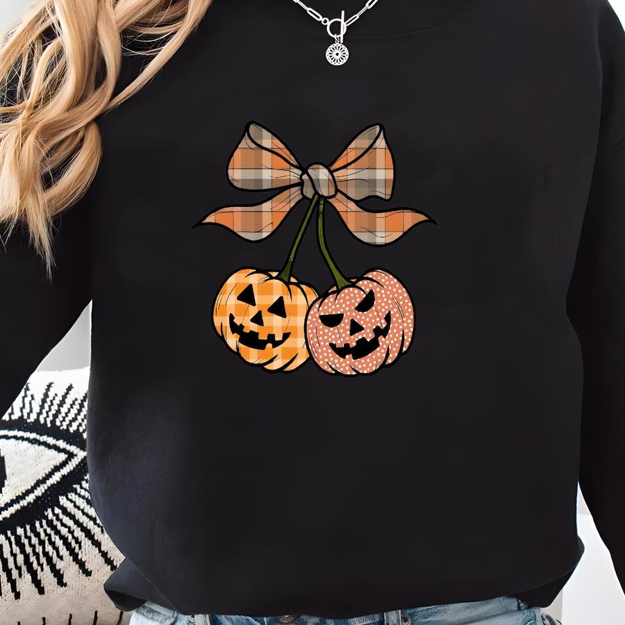 Plaid And Polka Dot Pumpkin Shirt, Halloween ® Fall Tee, Sizes S - 2xl Sweatshirt