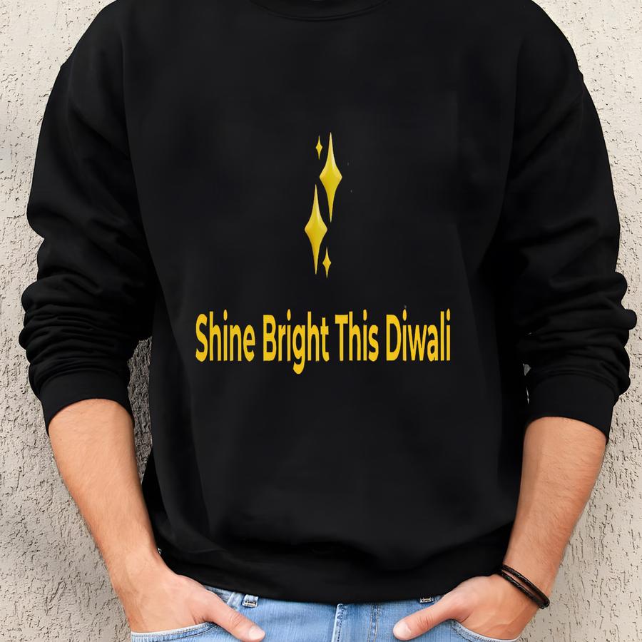 Shine Bright This Diwali Sweatshirt, Diwali Gift Shirt, Festival Tee Hindu Celebration Outfit,diya Light Sweathirt Diwali Gift Hoodie Sweatshirt