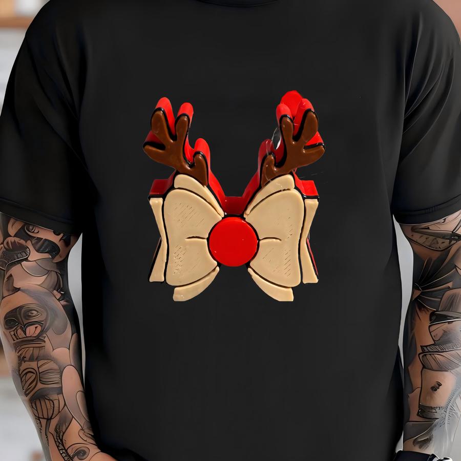 Reindeer Rudolph Bow 3d Printed Straw Topper For Standard T-shirt