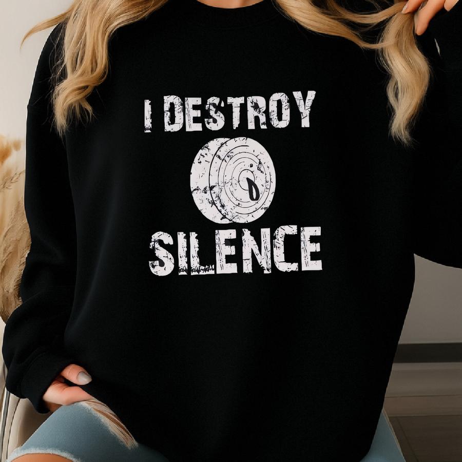 I Destroy Silence Sweatshirt, Hoodie, Funny Vinyl Record Lover Gift, Music Producer Apparel, Sound Engineer Musician Gear Sweatshirt