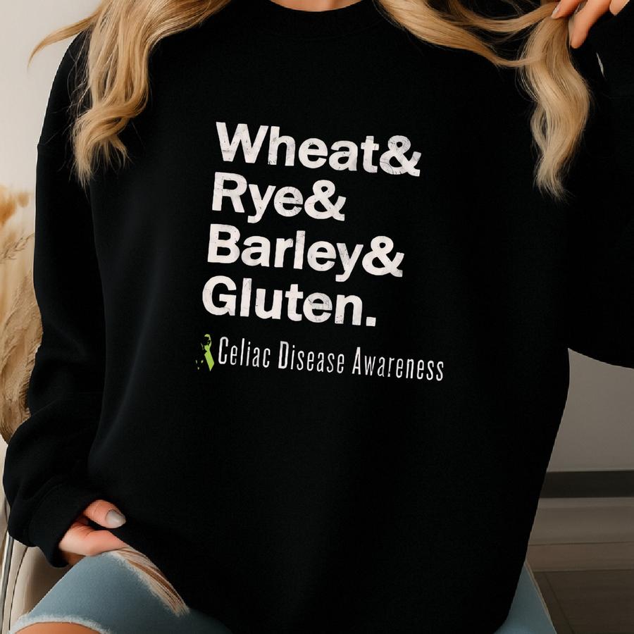 Celiac Disease Shirt, Gluten Free Shirt, Celiac Disease Awareness, Funny Celiac Disease Shirt, Gluten Name List Tee, Celiac Disease Gift Sweatshirt