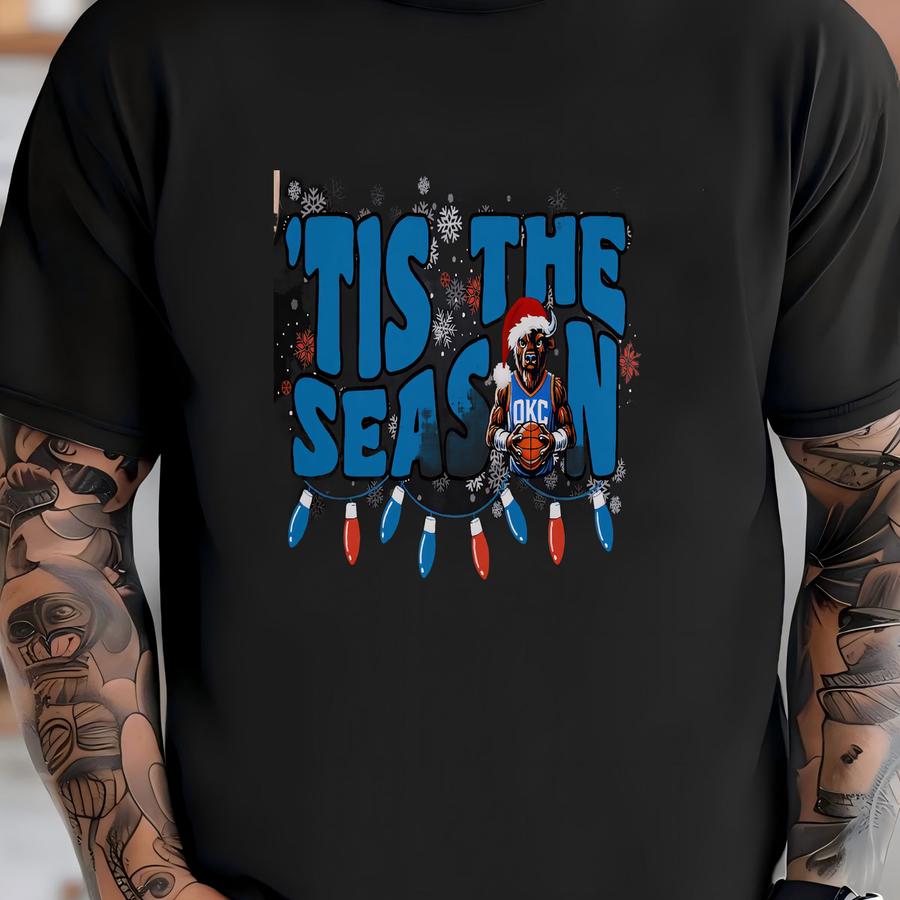 Christmas Okc Basketball Unisex Apparel, Mens Womens Hoodies/crewneck Sweatshirts/hoodies, Gift Sports Fan, Game Day Outfit, Tis The Season T-shirt