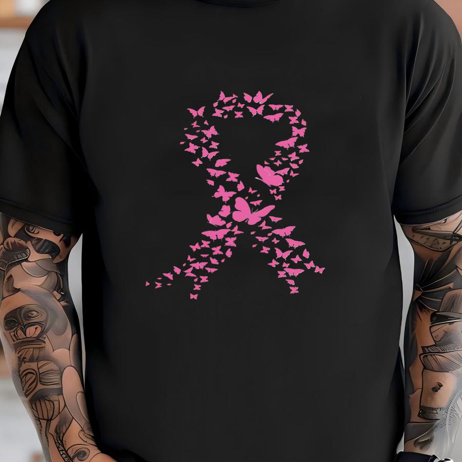 Breast Cancer Awareness Shirt: Pink Ribbon Butterfly Sweatshirt T-shirt