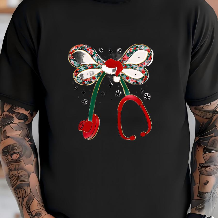 Coquette Nurse Christmas Hoodie: Xmas Stethoscope Tee T-shirt