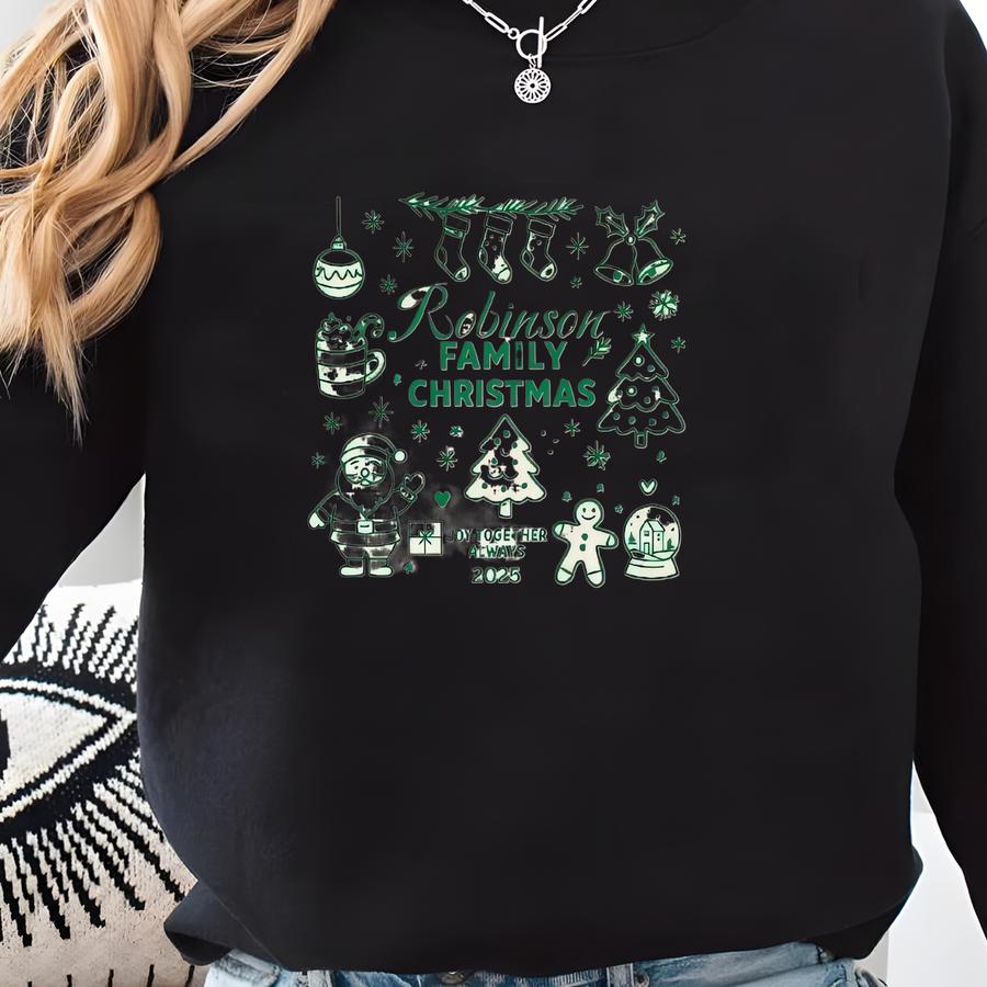 Custom Family Christmas Shirt, Matching Holiday Graphic Tee, Personalized Name T-shirt, Festive Family Wear, Christmas Outfit Sweatshirt
