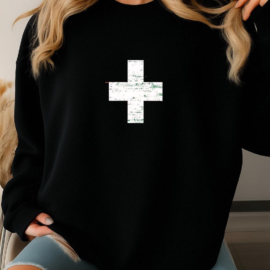 Swiss Flag Sweatshirt: Casual Cotton-poly Blend - Comfortable Fit Sweatshirt