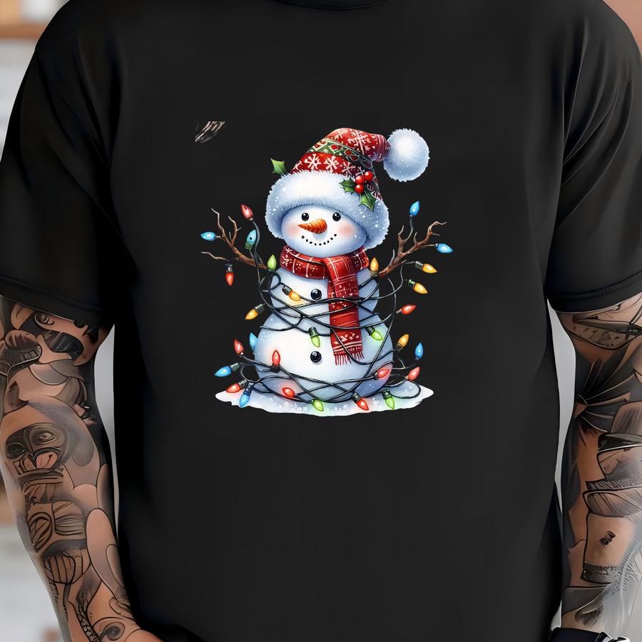Snowman Let It Snow Christmas Sweatshirt, Christmas Lights Snowman Shirt, Christmas Sweatshirt, Merry Christmas, Merry And Bright, Snowman T-shirt