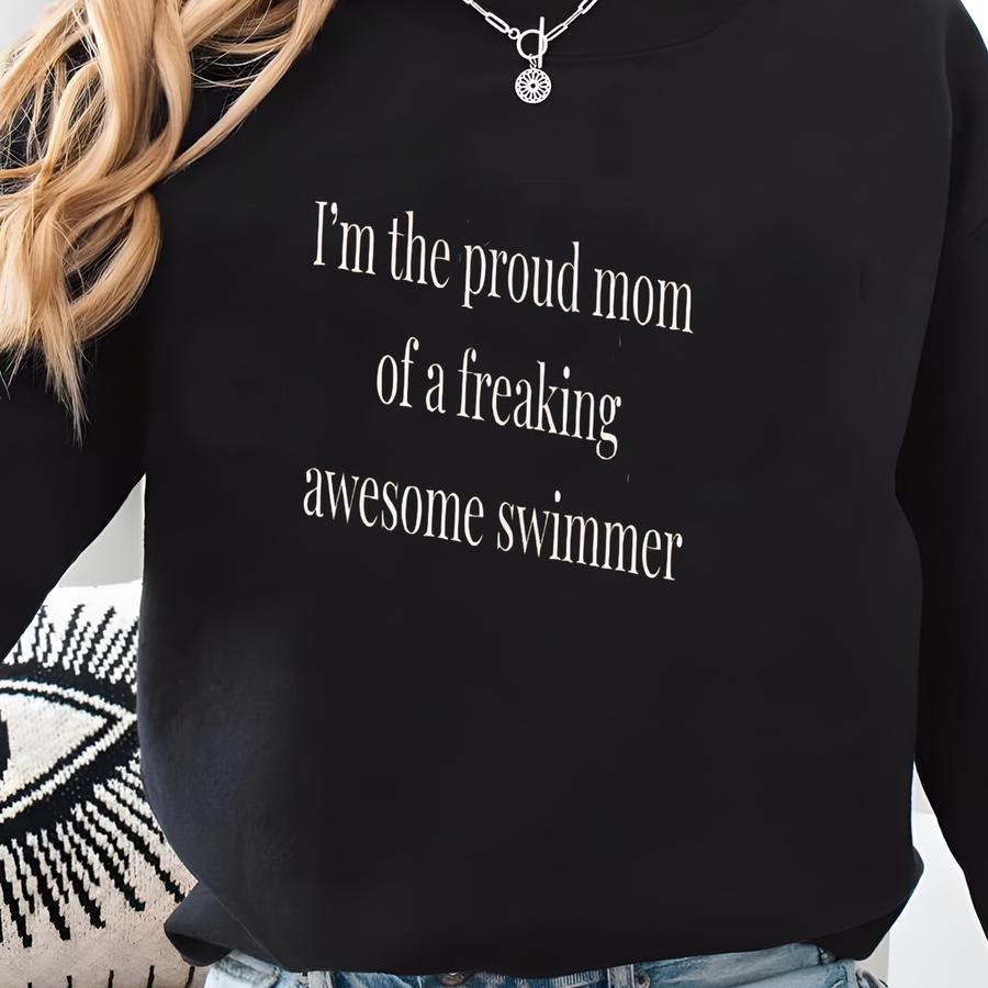 Swim Mom T-shirt, Proud Mom Shirt, Women's Swimming Tee, Gift For Swimmer Moms, Swim Team Apparel, Personalized Swim Mom Gift Sweatshirt