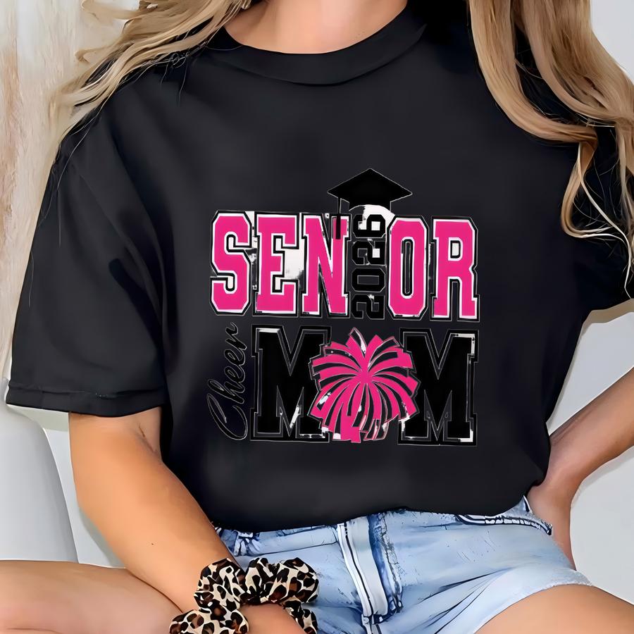 Custom Senior Cheer Mom Sweatshirt, Personalized Senior Cheerleader Mom Gift, Personalized Class Of 2026 Sweatshirt With Name, Cheer  T-shirt