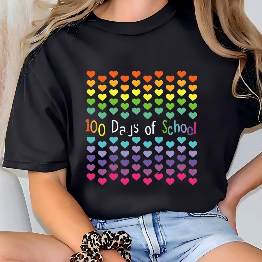 100 Days Of School Shirt, 100th Day Of School, 100 Days Of Hearts Shirt, Hearts 100th Day, 100 Hearts Shirt, Celebrate 100th Day Shirt T-shirt
