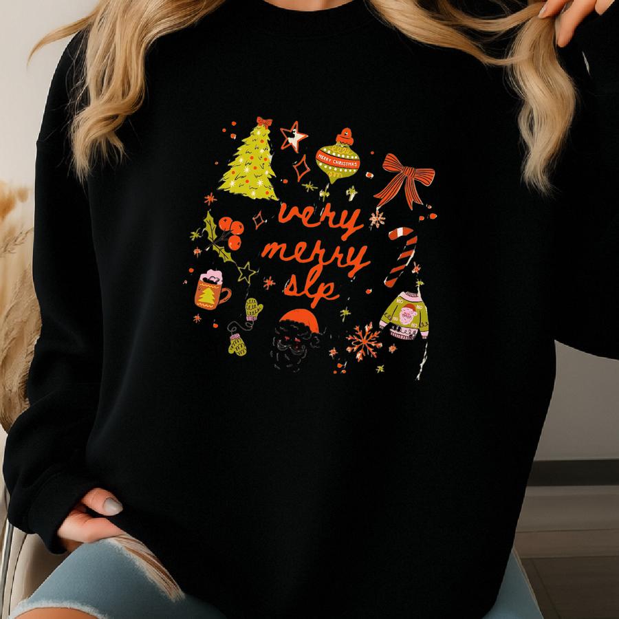 Christmas Slp Shirt, Teacher Tee, Speech T-shirt, Winter Break, Speech Therapy Department Gifts, Crew,  Sweatshirt