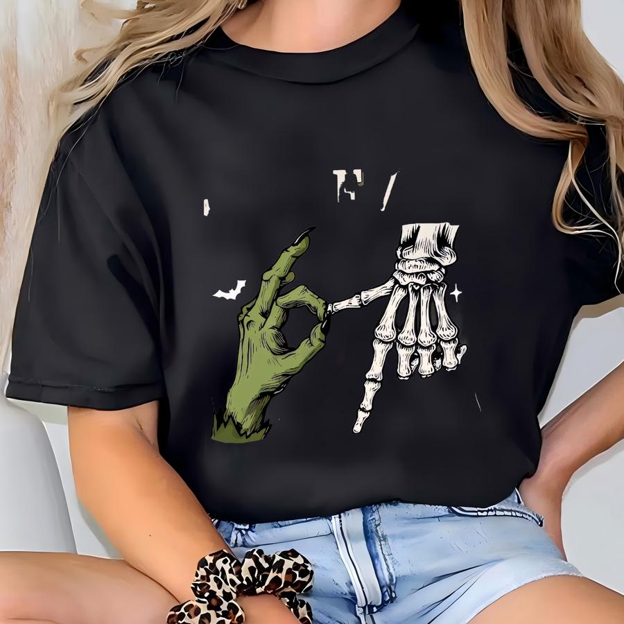 Skeleton Witch Hands Shirt: Six Seven Joke For Spooky Season Vibes T-shirt