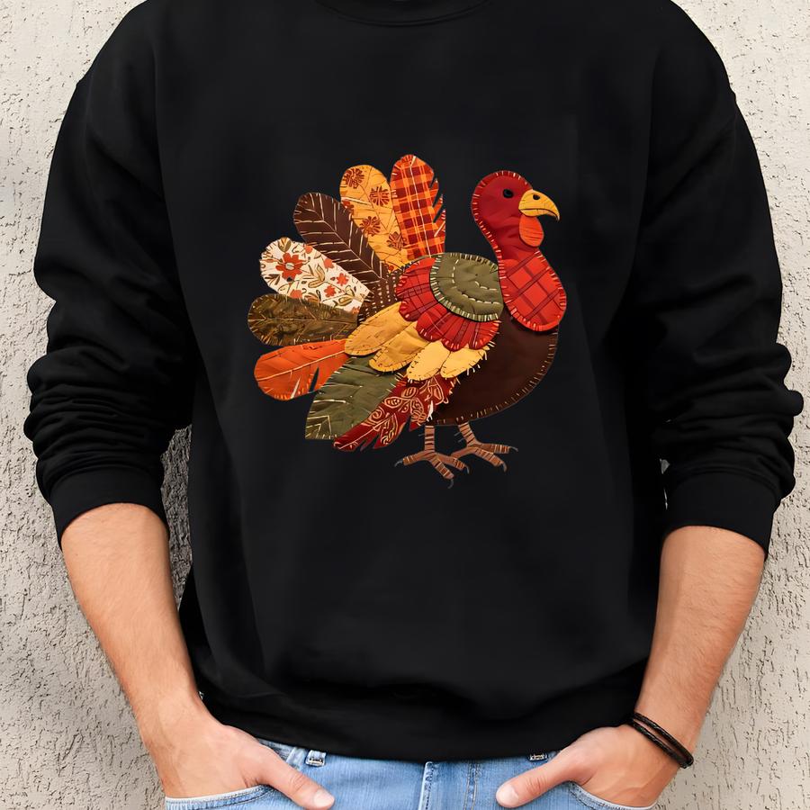 Patchwork Turkey Shirt - Retro Thanksgiving T-shirt Not Y Sweatshirt