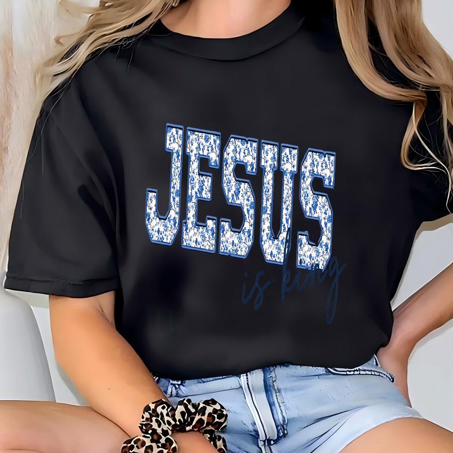 Jesus Is King Shirt, Floral Christian Hoodie, Church Outfit, Bible Study Tee T-shirt