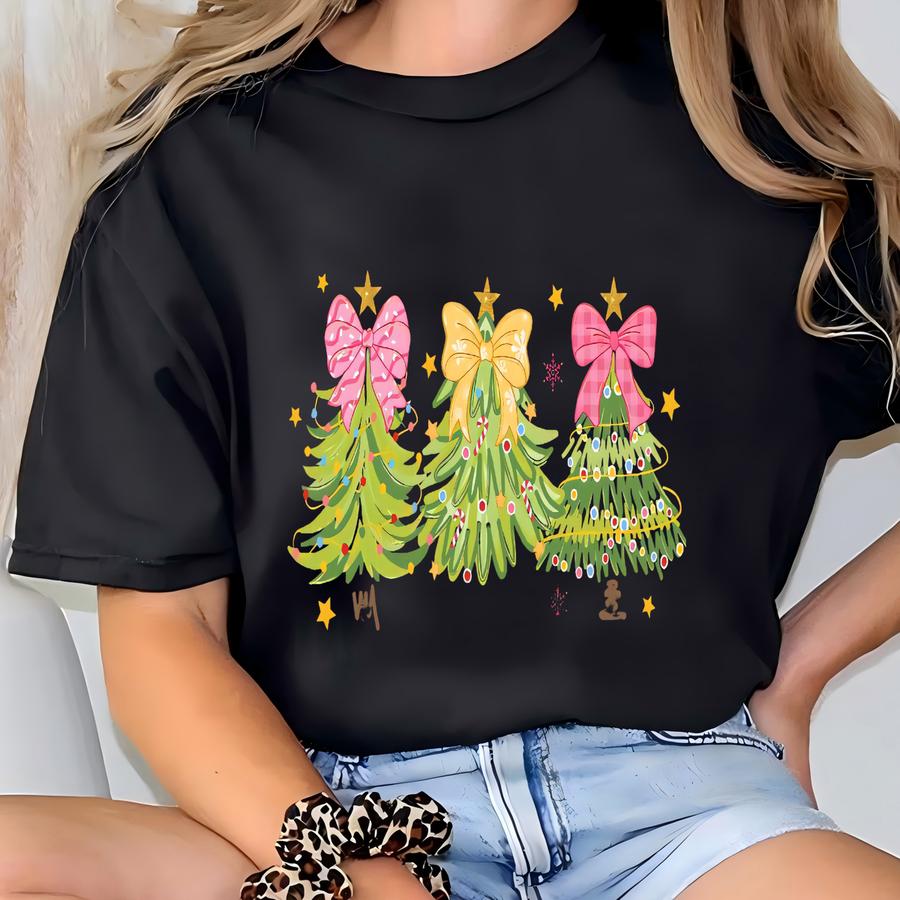 Christmas Tree Bow Shirt, Toile Christmas Sweatshirt T-shirt