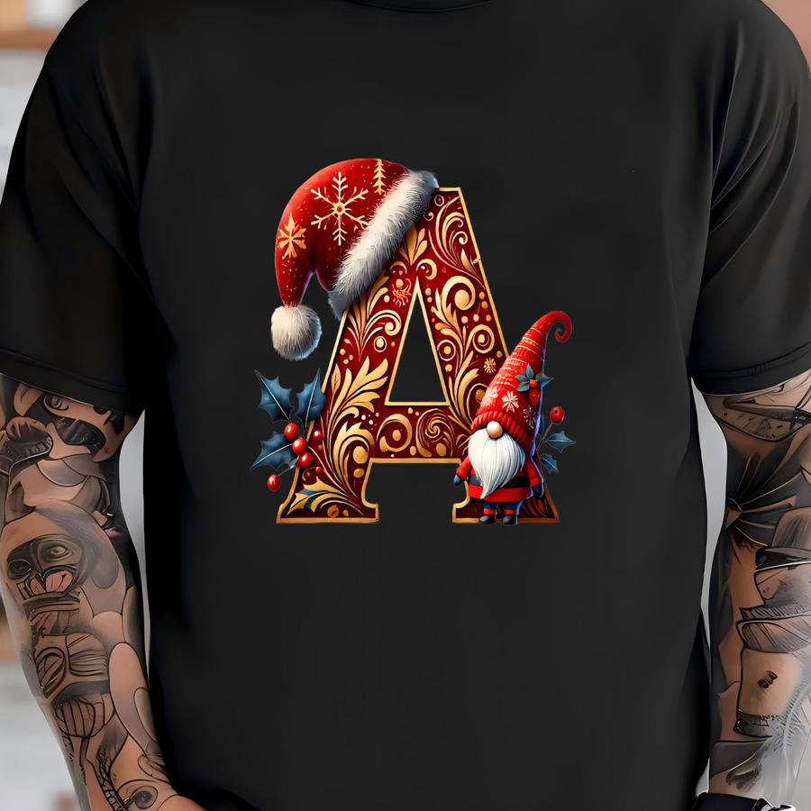 Family Christmas Ornament 2025 – Personalized Letter Monogram, Custom Name Keepsake, Holiday Decoration Gift T-shirt