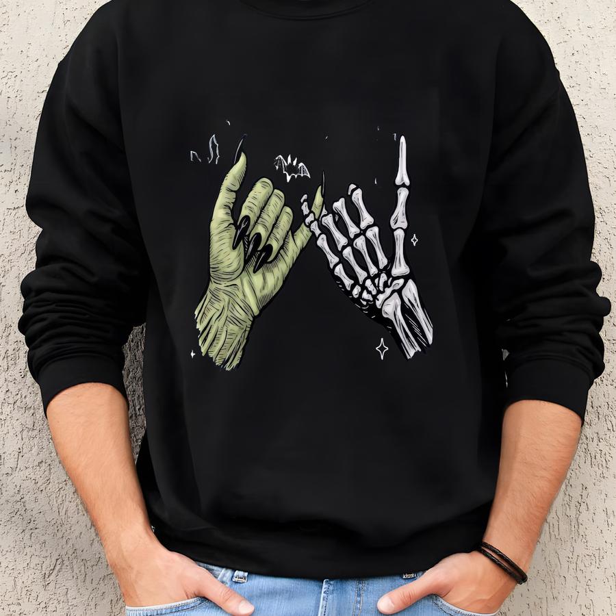 Spooky Pinky Promise Halloween Sweatshirt: Witch Skeleton Hands Sweatshirt