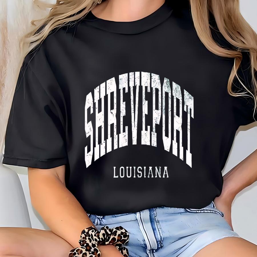 Shreveport Louisiana Hoodie: Distressed Vintage College Style T-shirt