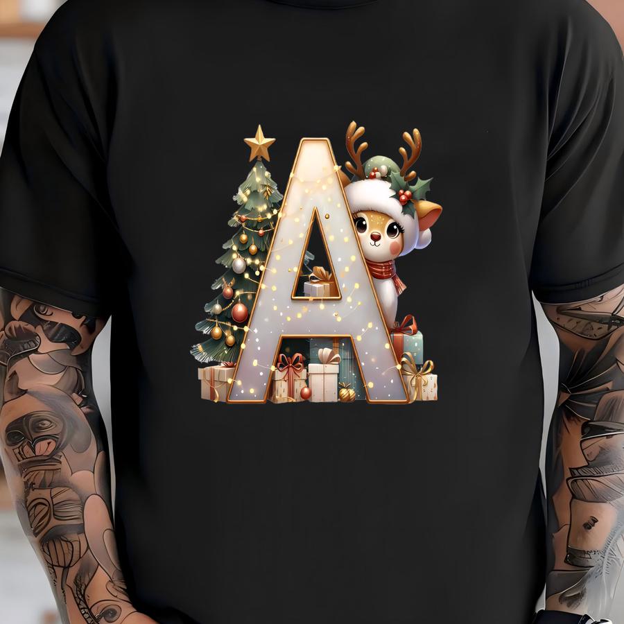 Family Christmas Ornament 2025 – Personalized Letter Monogram, Custom Name Keepsake, Holiday Decoration Gift T-shirt