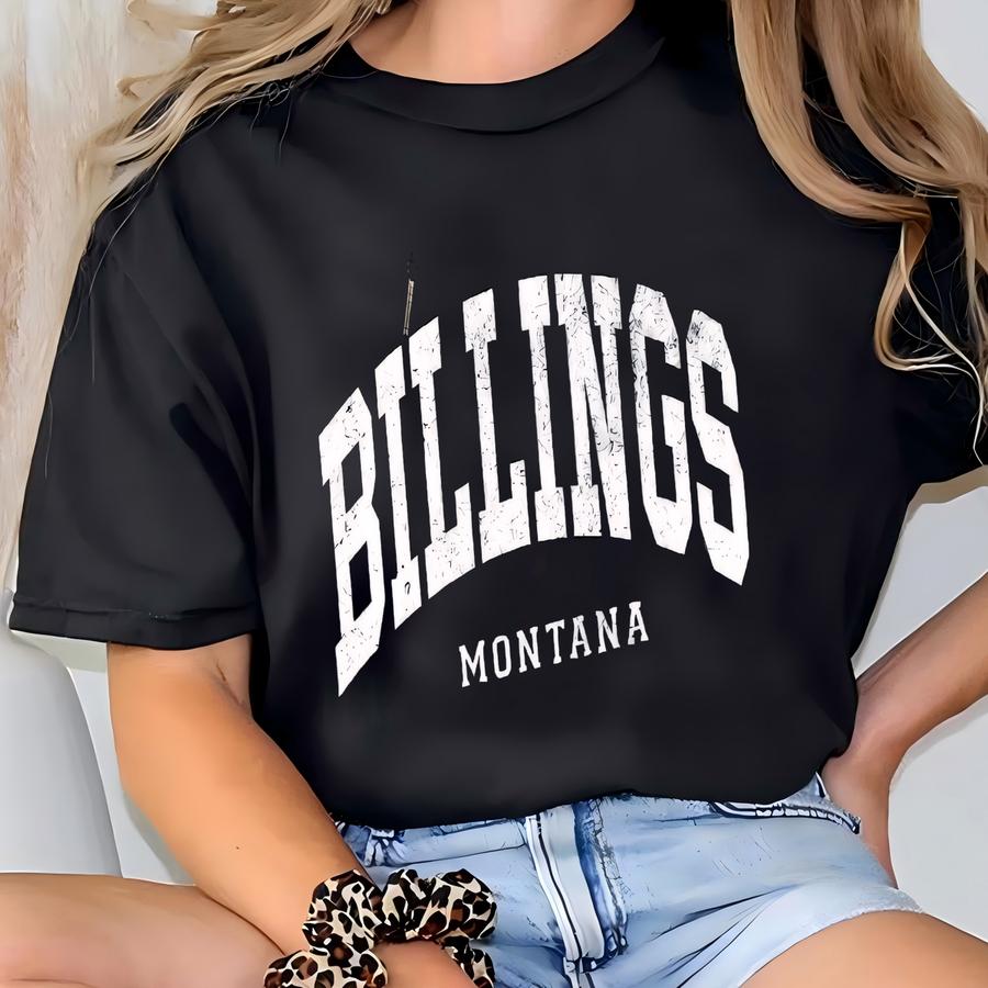 Billings Montana Hoodie: Vintage Distressed College Style Sweatshirt T-shirt