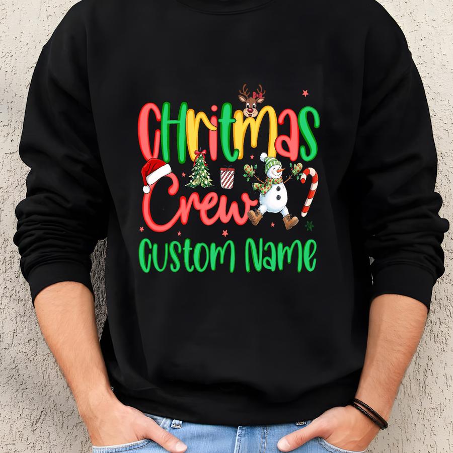 Personalized Christmas Crew Family Holiday Shirt, Custom Name Christmas Shirt,festive Group Matching Pajama Shirt, Cousin Crew Christmas Tee Sweatshirt