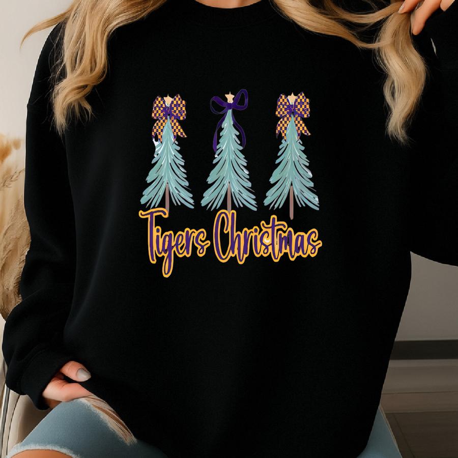 Tiger Shirt Lousiana Christmas Shirt For Women, Baton Rouge Shirt, Christmas Tree Shirt, Christmas Sweatshirt, Christmas Gift Sweatshirt