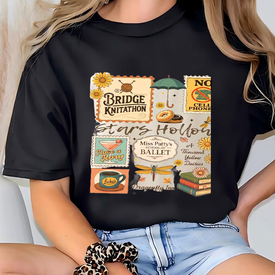 Stars Hollow Two- Sided Shirt, Luke's Diner Coffee Cup Tee, Dragoy Inn Shirt, T-shirt
