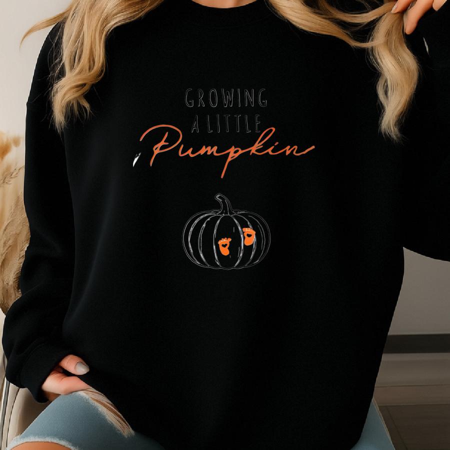 Growing A Little Pumpkin Shirt, Fall Pregnancy Announcement Tee, Maternity Thanksgiving, Baby Reveal Gift Sweatshirt