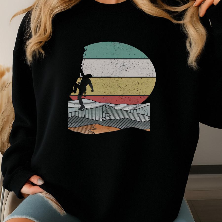 Vintage Climbing Shirt Rock Climber Tshirt Funny Bouldering Gift For Women Men 100 % Cotton T-shirt Sweatshirt