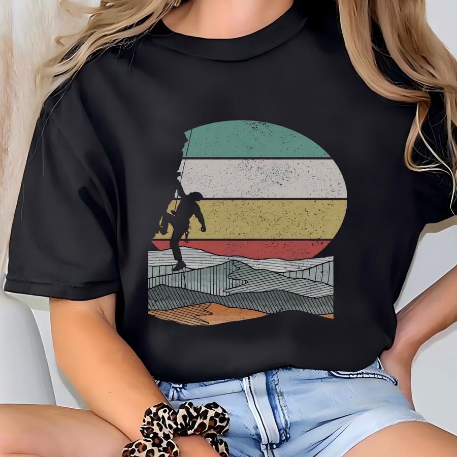 Vintage Climbing Shirt Rock Climber Tshirt Funny Bouldering Gift For Women Men 100 % Cotton Hoodie T-shirt