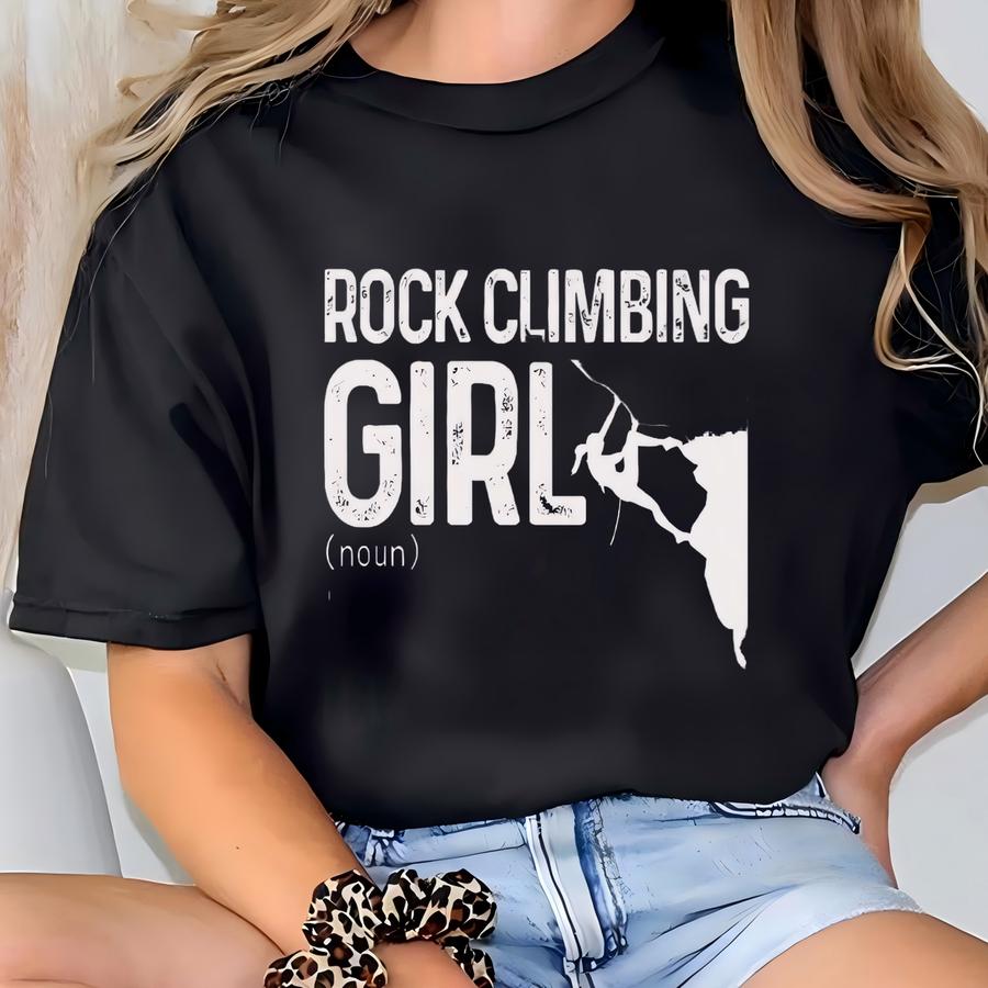 Rock Climbing Girl Shirt Climber Tshirt Funny Bouldering Gift For Women 100 % Cotton Hoodie T-shirt