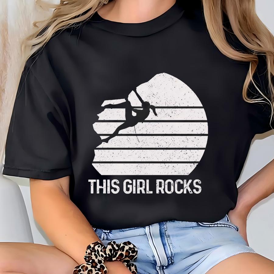 Rock Climbing Girl Shirt Climber Tshirt Funny Bouldering Gift For Women 100 % Cotton Hoodie T-shirt