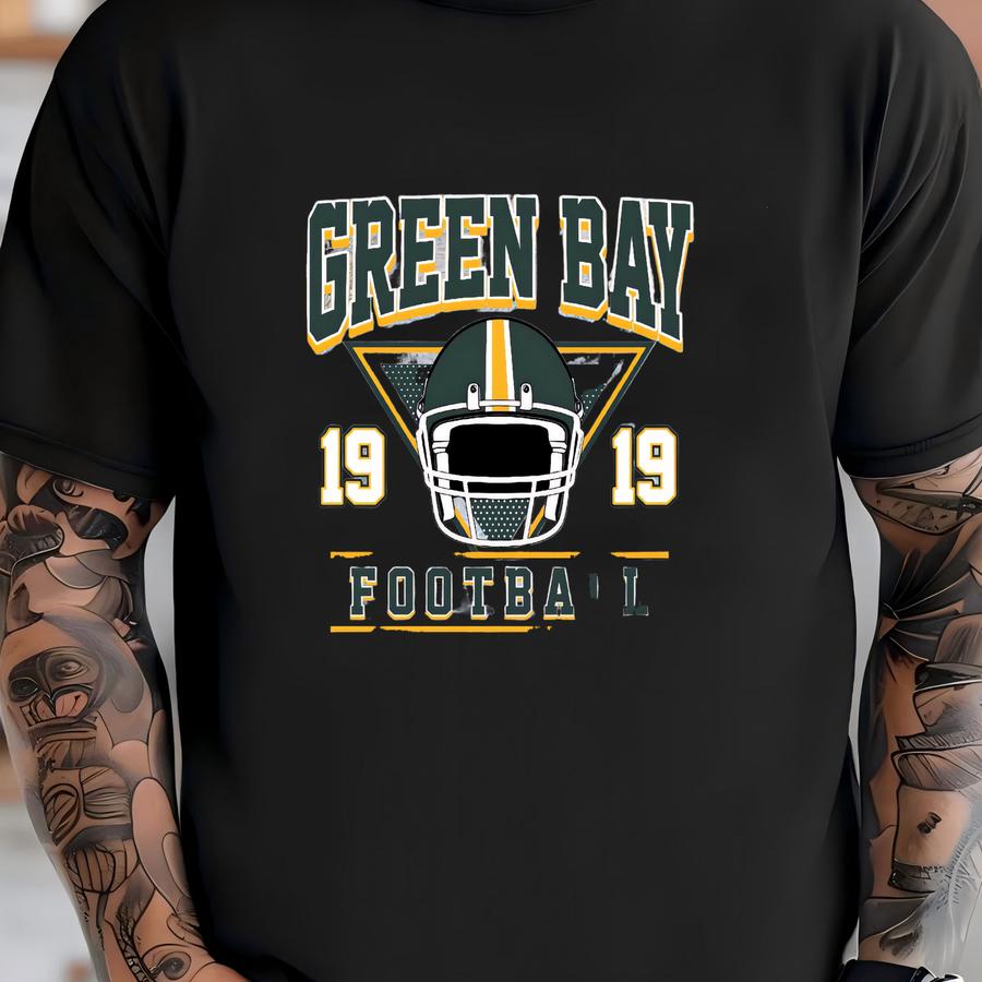 Vintage Style Green Bay Football Sweatshirt, Retro Green Bay Varsity Crewneck Hoodie, Green Bay Long Sve, Mascot Game Day Tee T-shirt