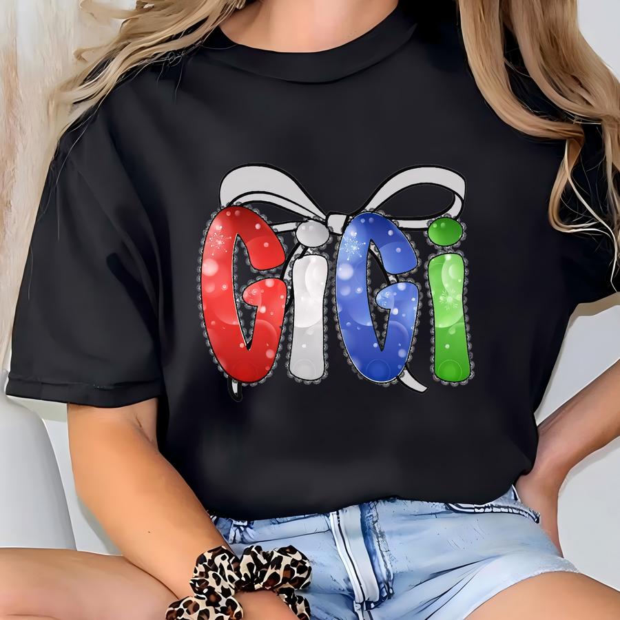 Gigi Ornament With Grandkids Names, Christmas Gift For Grandparents, Personalized Gigi Ornament Gift, Grandma Ornament, Gift For Gigi To Be T-shirt