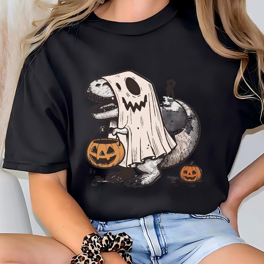 Dinosaur Halloween Sweatshirts, Spooky Trex Shirt, Dinosaur Skeleton Sweatshirt, Halloween Party Shirt, Spooky Season, Halloween Gifts T-shirt