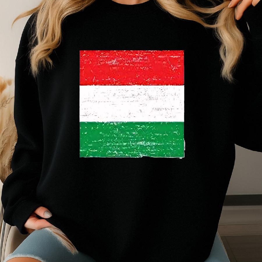Hungarian Flag Sweatshirt: Vibrant Colors, Comfortable Fit - Cotton Blend Sweatshirt