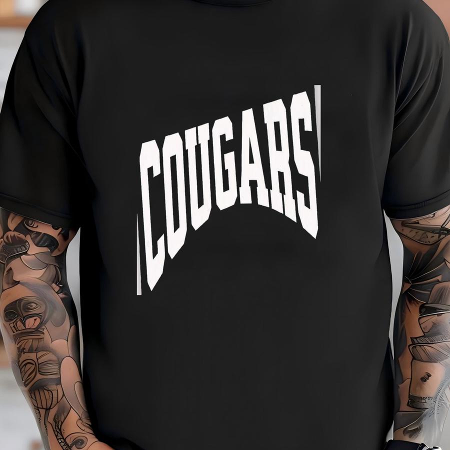 Vintage Cougars Mascot Hoodie: School Spirit Tee T-shirt