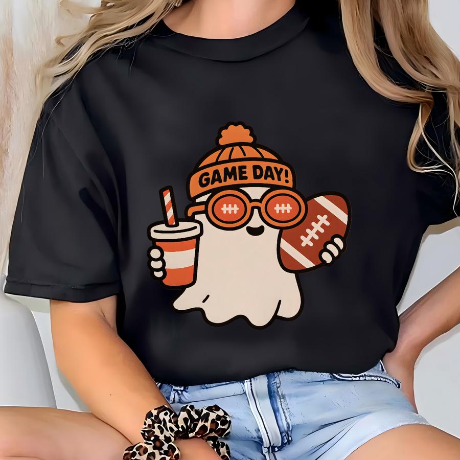 Halloween Football Sweatshirt - Cute Football Fan Crewneck, Halloween Fall Spirit Shirt, Cozy Hoodie For Football Lovers T-shirt