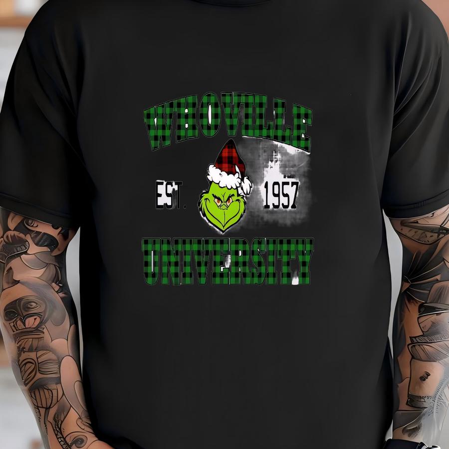 Whoville University Hoodie, Xmas Cotton Hoodie, Christmas Tee, Christmas Funny Sweatshirt, Merry Shirt, Xmas Tee, Christmas Hoodie T-shirt