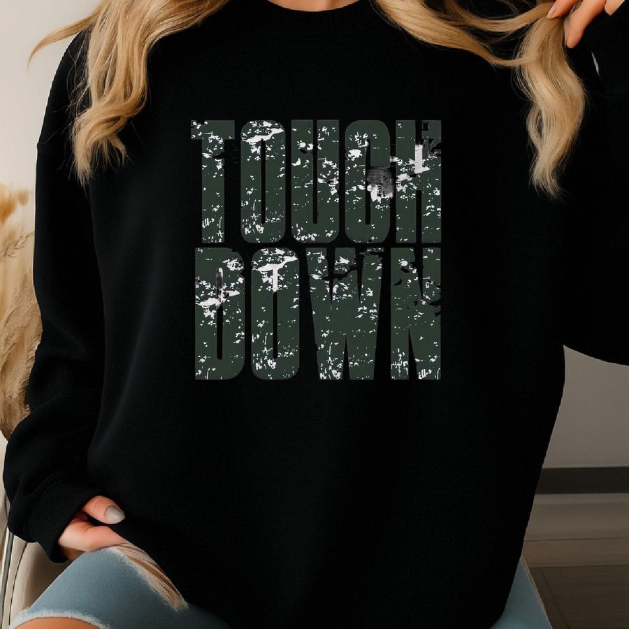 Touchdown Sweatshirt | Game Day Football Tee | Retro Distressed Fan Top For Sports Season Sweatshirt