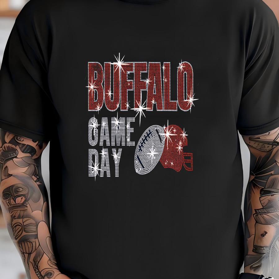 Buffalo Football Rhinestone Shirt: Women's Game Day Tee T-shirt