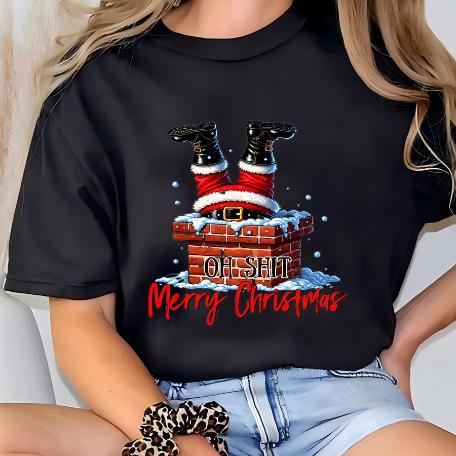 Funny Santa Merry Christmas ® Shirt, Cute Holiday Tee Gift For Her, Christmas Hoodie For Women, Christmas Outfit Shirt T-shirt