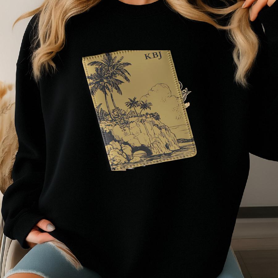Custom Initials Tropical Passport Cover Personalized Travel Wallet Vacation Essentials Gift For Travelers Sweatshirt Custom Initials Tropical Passport Cover Personalized Travel Wallet Vacation Essentials Gift For Travelers Sweatshirt